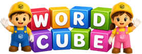 wordcube logo with toys